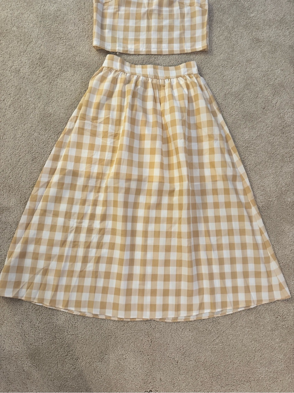 Commense Yellow Gingham Maxi Skirt Set - Picture 10 of 13